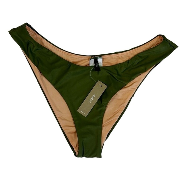 J. Crew Bikini Bottom Women's M Green Curved Waist Cheeky New BC125 7834 - Picture 2 of 11